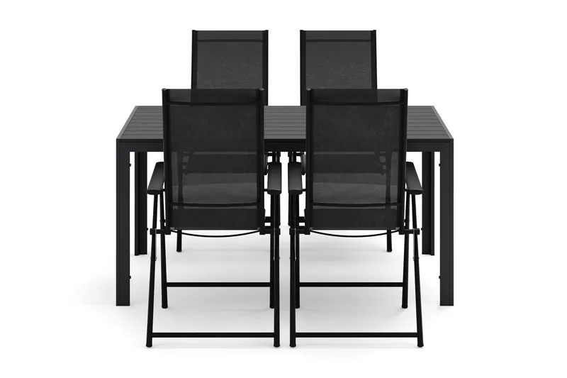 Siri rektangulært havebord 150 cm med 4 Sanna havestole - Sort - Havemøbler - Udendørsgruppe - Havesæt