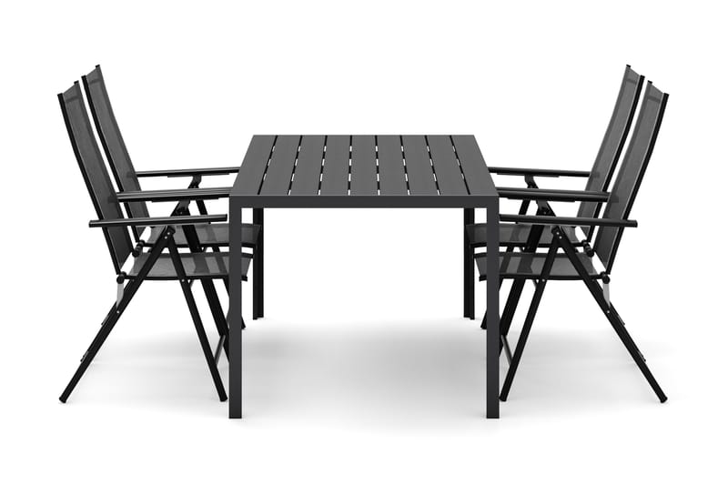 Siri rektangulært havebord 150 cm med 4 Sanna havestole - Sort - Havemøbler - Udendørsgruppe - Havesæt
