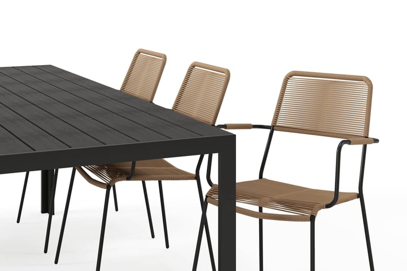 Siri Spisebord 205 cm med 6 Lindos Spisestole - Sort - Havemøbler - Udendørsgruppe - Havesæt