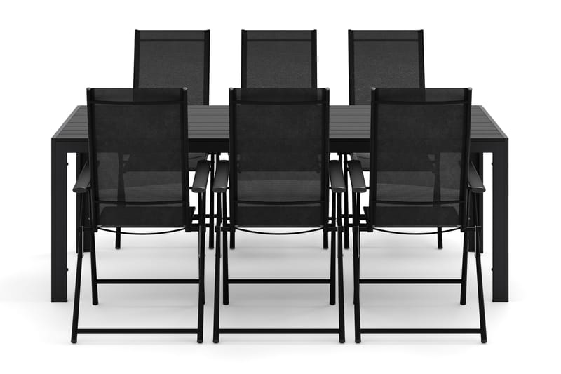 Siri Spisebord 205 cm med 6 Sanna Spisestole - Sort - Havemøbler - Udendørsgruppe - Havesæt