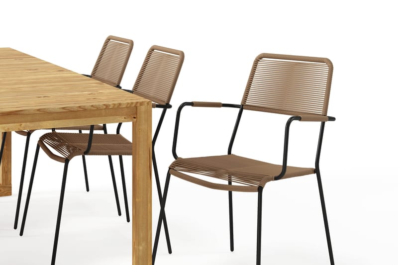 Sofie Spisebord 180 cm med 6 Lindos Spisestole - Træ/Natur - Havemøbler - Udendørsgruppe - Havesæt