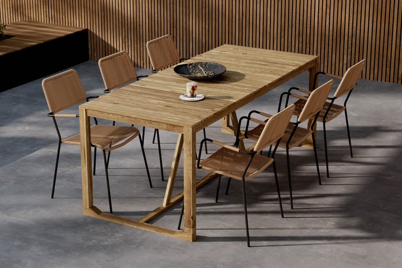 Sofie Spisebord 180 cm med 6 Lindos Spisestole - Træ/Natur - Havemøbler - Udendørsgruppe - Havesæt