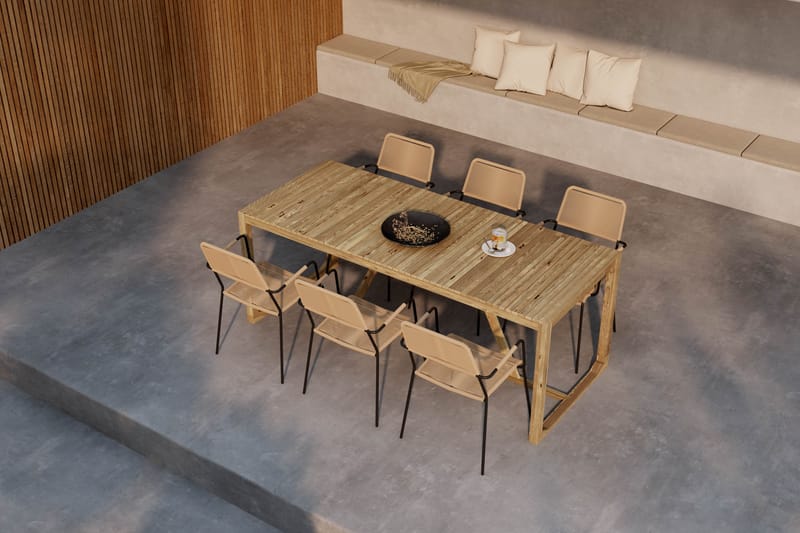 Sofie Spisebord 180 cm med 6 Lindos Spisestole - Træ/Natur - Havemøbler - Udendørsgruppe - Havesæt
