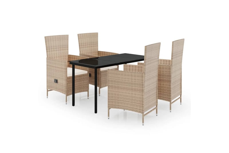 spisebordssæt til haven 5 dele med hynder beige - Beige - Havemøbler - Udendørsgruppe - Havesæt