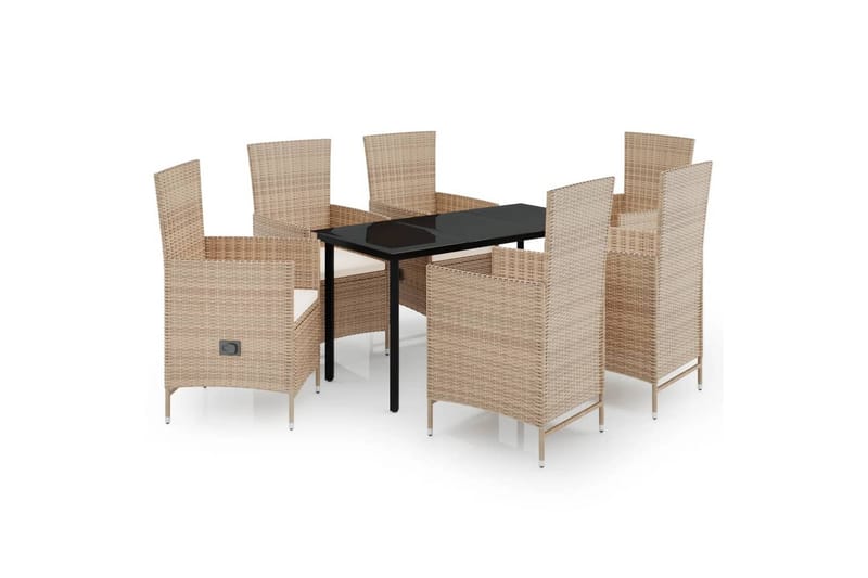 spisebordssæt til haven 7 dele med hynder beige - Beige - Havemøbler - Udendørsgruppe - Havesæt