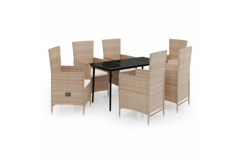 spisebordssæt til haven 7 dele med hynder beige - Beige - Havemøbler - Udendørsgruppe - Havesæt