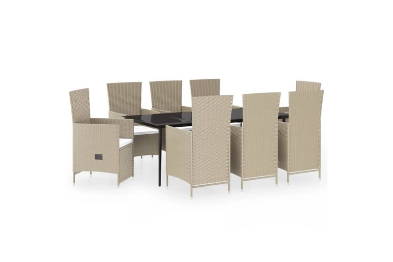 spisebordssæt til haven 9 dele med hynder beige - Beige - Havemøbler - Udendørsgruppe - Havesæt