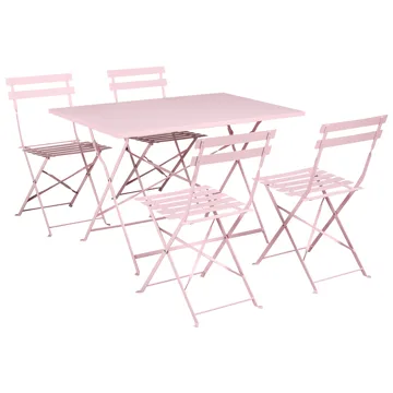 Spisegruppe udendørs 4-personers Fiori foldbar - pastelrosa - Havemøbler - Udendørsgruppe - Havesæt