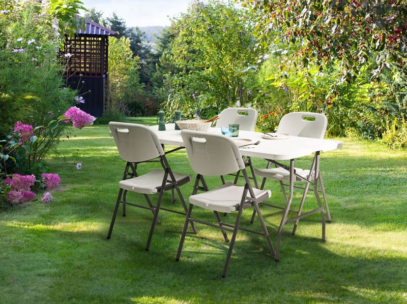 Spisegruppe udendørs 4-personers Cugnoli foldbar - Hvid/sølv - Havemøbler - Udendørsgruppe - Havesæt