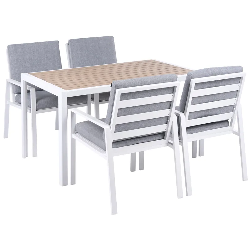 Spisegruppe udendørs 4-personers Visso, hvid/grå/beige