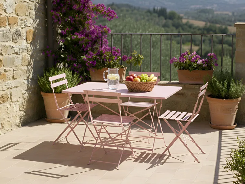 Spisegruppe udendørs 4-personers Fiori foldbar - pastelrosa - Havemøbler - Udendørsgruppe - Havesæt