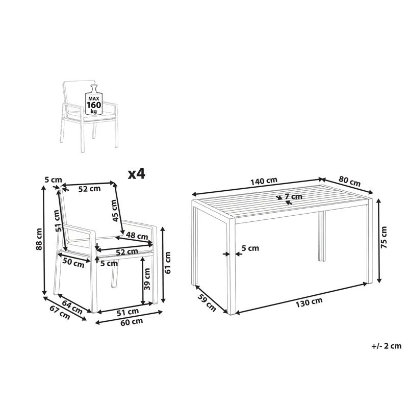 Spisegruppe udendørs 4-personers Visso - hvid/grå/beige - Havemøbler - Udendørsgruppe - Havesæt