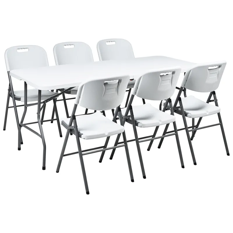 Spisegruppe udendørs 6-personers Cugnoli foldbar, Hvid