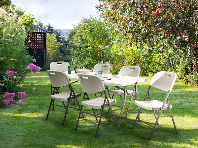 Spisegruppe udendørs 6-personers Cugnoli foldbar - Hvid - Havemøbler - Udendørsgruppe - Havesæt