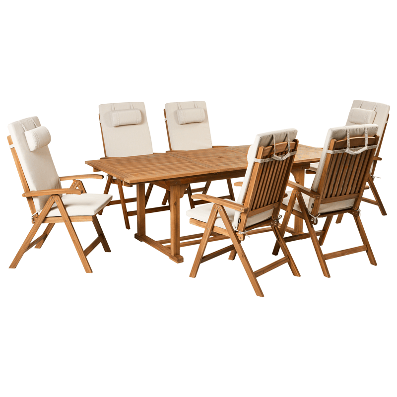 Spisegruppe udendørs 6-personers Java Premium akacietræ, Brun/Lysbeige