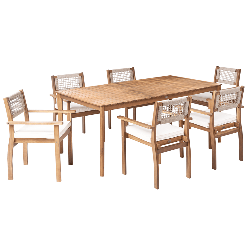 Spisegruppe udendørs 6-personers Jaco/Sumirago akacietræ, brun