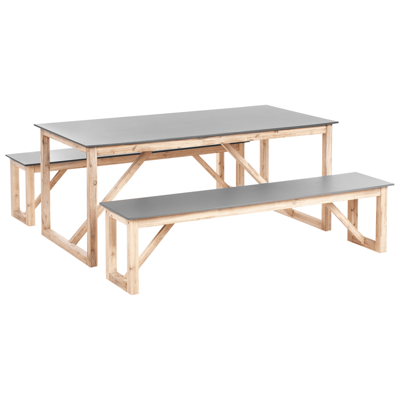 Spisegruppe udendørs med bænke Notteri Beton, grå/brun