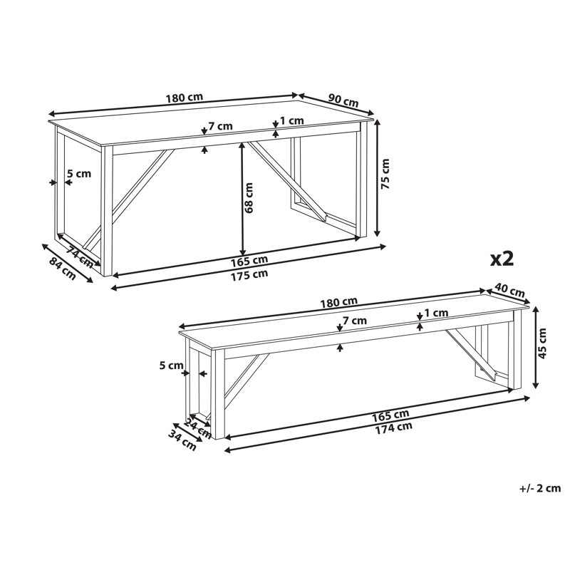 Spisegruppe udendørs med bænke Notteri Beton - grå/brun - Havemøbler - Udendørsgruppe - Havesæt