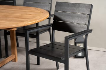 Spisegruppe Venture Home Kenya, Levels - teak/sort - Havemøbler - Udendørsgruppe - Havesæt
