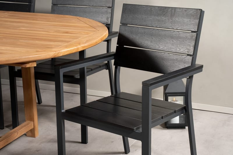 Spisegruppe Venture Home Kenya, Levels - teak/sort - Havemøbler - Udendørsgruppe - Havesæt