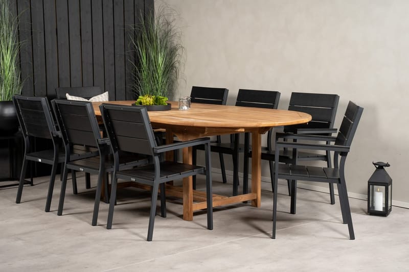 Spisegruppe Venture Home Kenya, Levels - teak/sort - Havemøbler - Udendørsgruppe - Havesæt