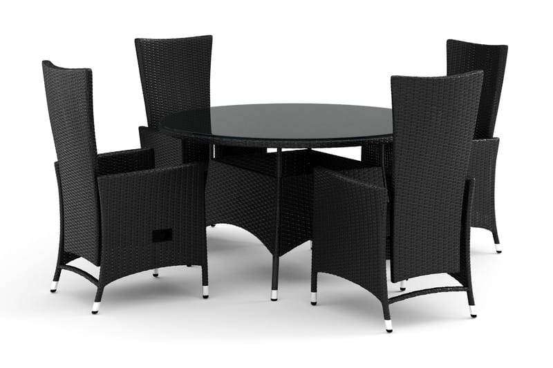 Thor udendørs rundt spisebordssæt 140 cm med 4 Jenny spisestole - Sort - Havemøbler - Udendørsgruppe - Havesæt