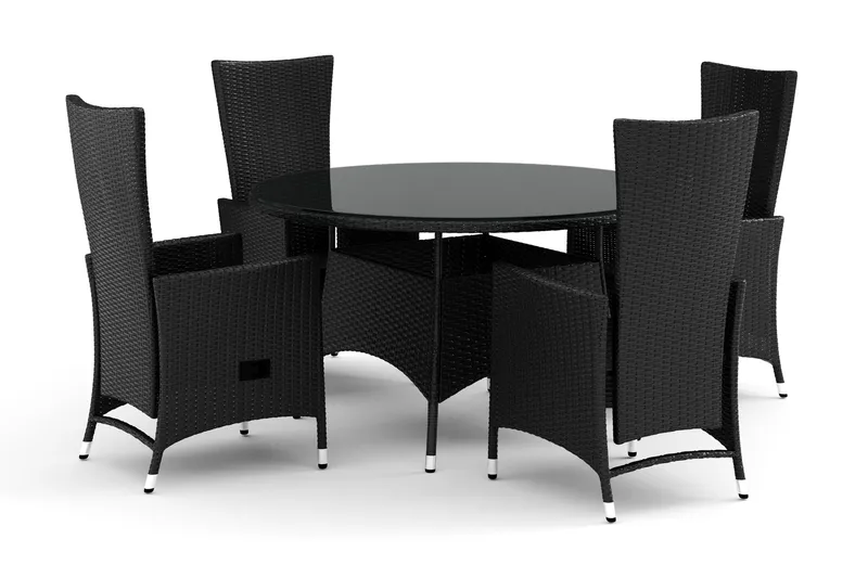 Thor udendørs rundt spisebordssæt 140 cm med 4 Jenny spisestole - Sort - Havemøbler - Udendørsgruppe - Havesæt