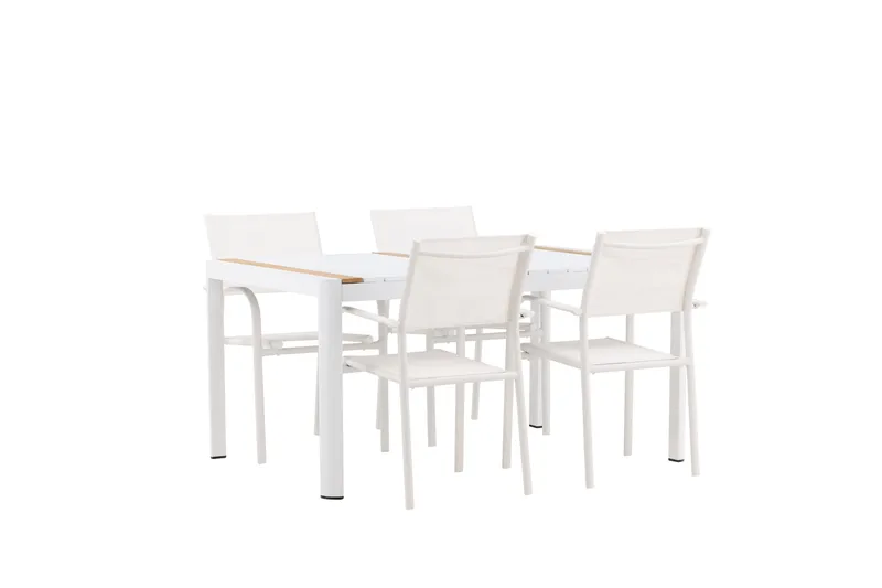Togo Spisegruppe 150 cm Rektangulær med 4 Santorini Stole - Natur - Havemøbler - Udendørsgruppe - Havesæt