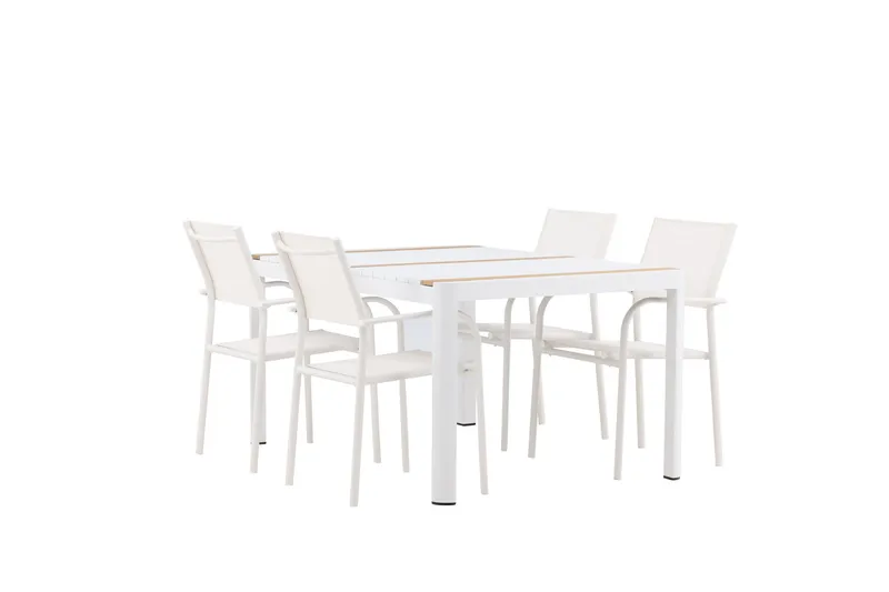 Togo Spisegruppe 150 cm Rektangulær med 4 Santorini Stole - Natur - Havemøbler - Udendørsgruppe - Havesæt