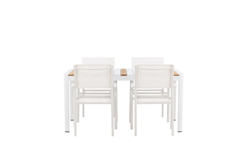 Togo Spisegruppe 150 cm Rektangulær med 4 Santorini Stole - Natur - Havemøbler - Udendørsgruppe - Havesæt