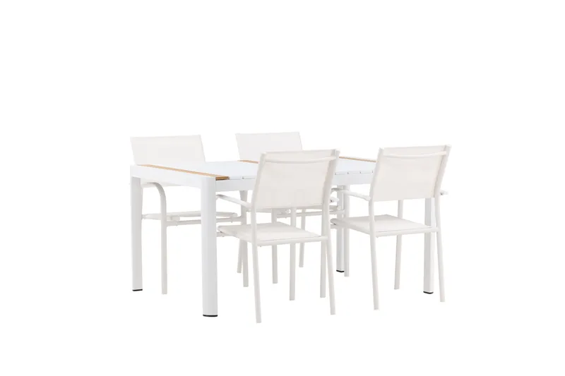 Togo Spisegruppe 150 cm Rektangulær med 4 Santorini Stole - Natur - Havemøbler - Udendørsgruppe - Havesæt