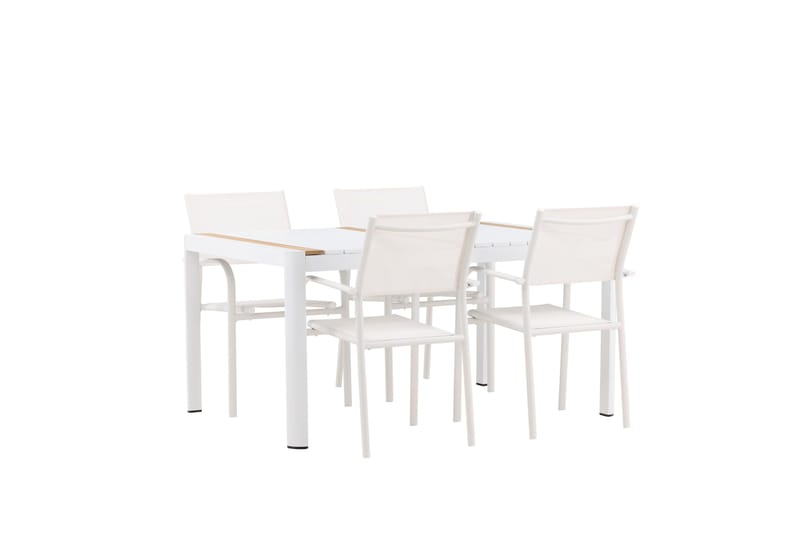 Togo Spisegruppe 150 cm Rektangulær med 4 Santorini Stole - Natur - Havemøbler - Udendørsgruppe - Havesæt