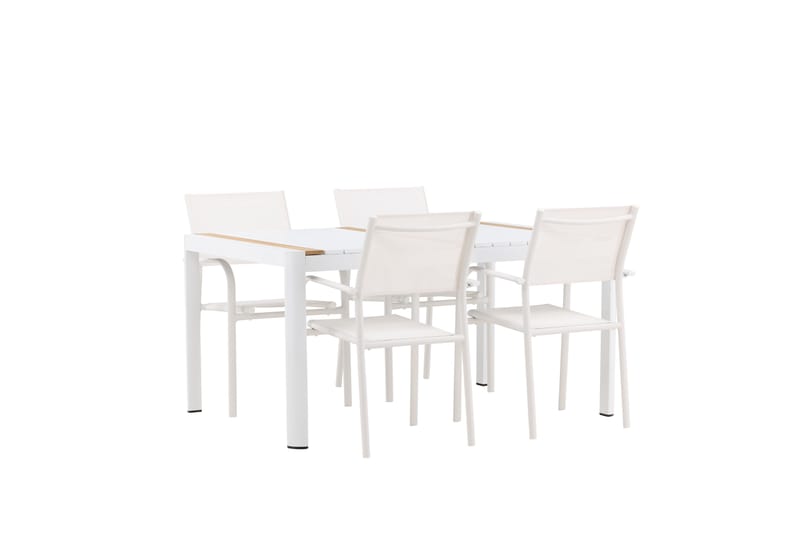 Togo Spisegruppe 150 cm Rektangulær med 4 Santorini Stole - Natur - Havemøbler - Udendørsgruppe - Havesæt