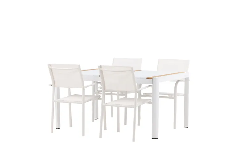 Togo Spisegruppe 150 cm Rektangulær med 4 Santorini Stole - Natur - Havemøbler - Udendørsgruppe - Havesæt