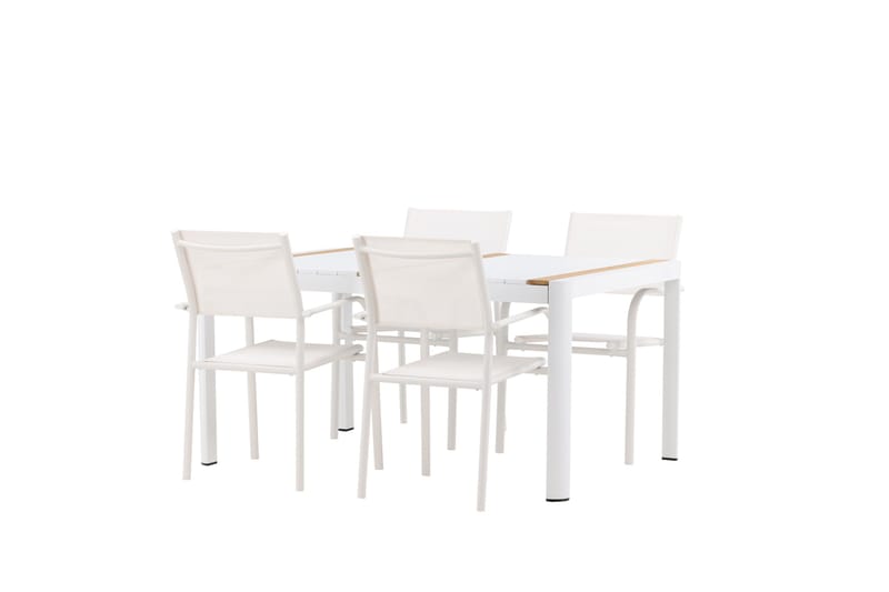 Togo Spisegruppe 150 cm Rektangulær med 4 Santorini Stole - Natur - Havemøbler - Udendørsgruppe - Havesæt