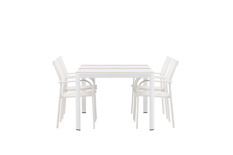 Togo Spisegruppe 150 cm Rektangulær med 4 Santorini Stole - Natur - Havemøbler - Udendørsgruppe - Havesæt