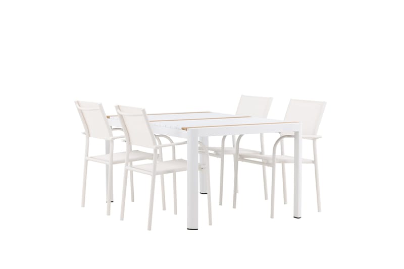 Togo Spisegruppe 150 cm Rektangulær med 4 Santorini Stole - Natur - Havemøbler - Udendørsgruppe - Havesæt