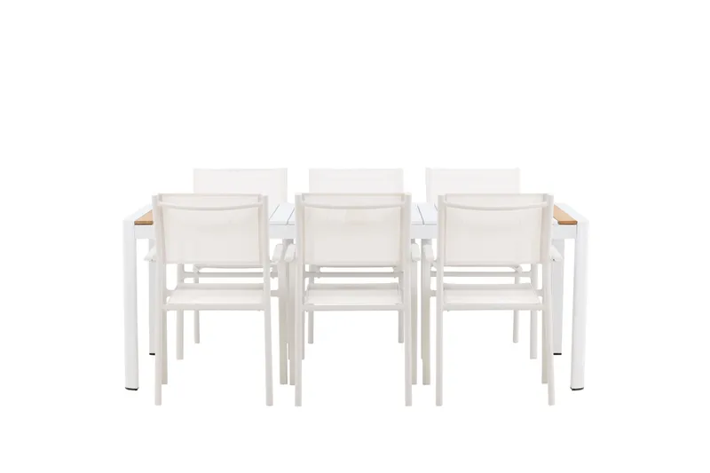 Togo Spisegruppe 200 cm Rektangulær med 6 Santorini Stole, Natur