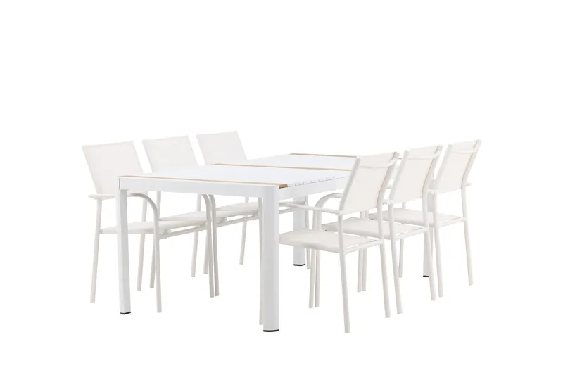 Togo Spisegruppe 200 cm Rektangulær med 6 Santorini Stole - Natur - Havemøbler - Udendørsgruppe - Havesæt