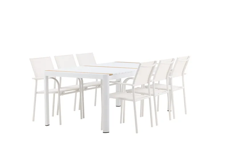 Togo Spisegruppe 200 cm Rektangulær med 6 Santorini Stole - Natur - Havemøbler - Udendørsgruppe - Havesæt