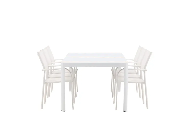 Togo Spisegruppe 200 cm Rektangulær med 6 Santorini Stole - Natur - Havemøbler - Udendørsgruppe - Havesæt