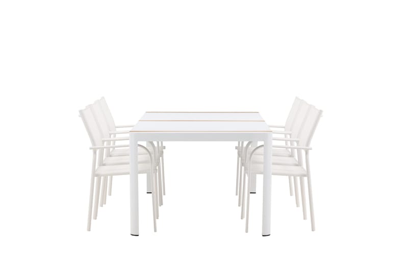 Togo Spisegruppe 200 cm Rektangulær med 6 Santorini Stole - Natur - Havemøbler - Udendørsgruppe - Havesæt