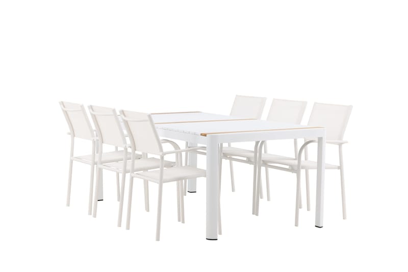 Togo Spisegruppe 200 cm Rektangulær med 6 Santorini Stole - Natur - Havemøbler - Udendørsgruppe - Havesæt