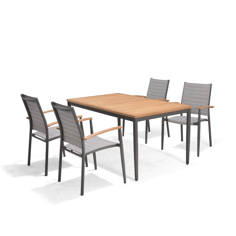 TOPAZ Spisegruppe 144 cm 4 lænestole, Magnesiumgrå