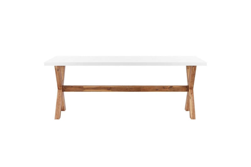 Trädgårdsmöbelset Beliani Olbia 6-sits Krämvit/svart/ljust trä White||Beige||Light wood - Havemøbler - Udendørsgruppe - Havesæt