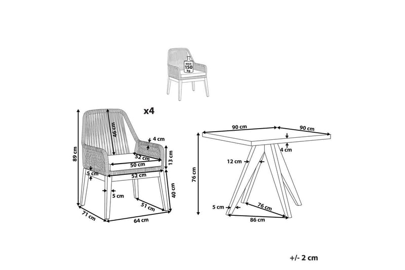 Trädgårdsmöbelset Beliani Olbia med fyrkantigt betongbord Grey||Beige||Light wood - Havemøbler - Udendørsgruppe - Havesæt