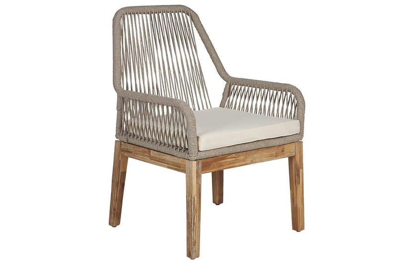 Trädgårdsmöbelset Beliani Olbia med runt betongbord Grey||Beige||Light wood - Havemøbler - Udendørsgruppe - Havesæt