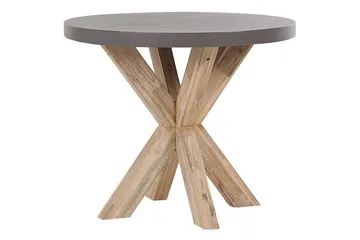 Trädgårdsmöbelset Beliani Olbia med runt betongbord Grey||Beige||Light wood - Havemøbler - Udendørsgruppe - Havesæt