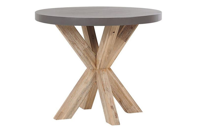 Trädgårdsmöbelset Beliani Olbia med runt betongbord Grey||Beige||Light wood - Havemøbler - Udendørsgruppe - Havesæt