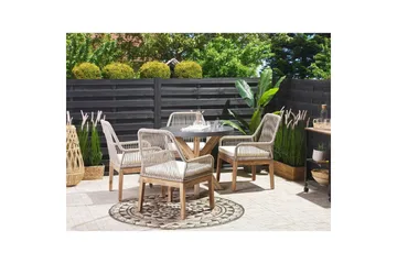 Trädgårdsmöbelset Beliani Olbia med runt betongbord Grey||Beige||Light wood - Havemøbler - Udendørsgruppe - Havesæt